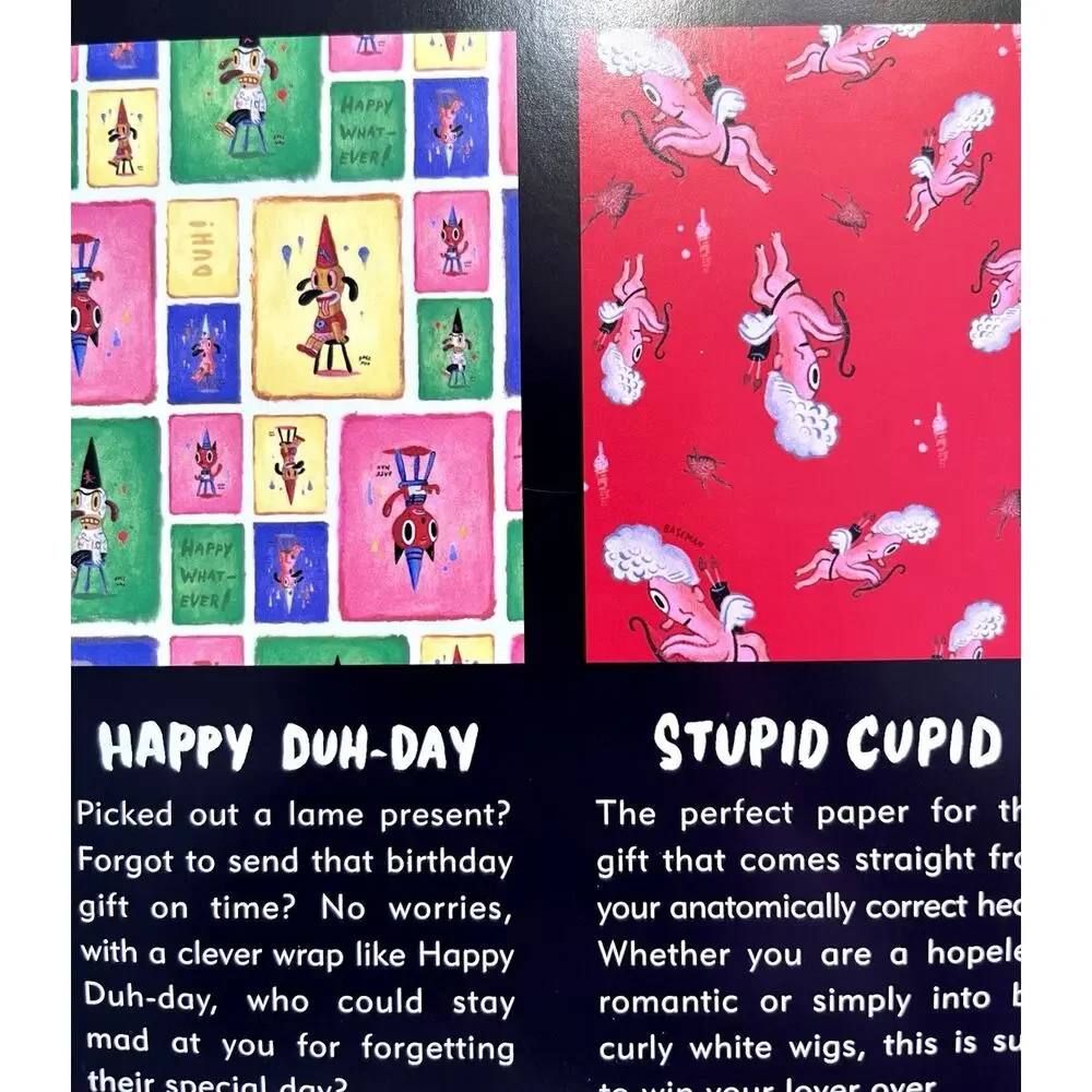 Gary Baseman Gift Wrap Bulk Wholesale Lot - 20 Packs Happy Whatever Pop Art